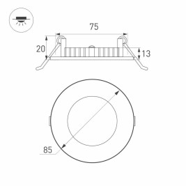 Встраиваемый светодиодный светильник Arlight DL-85M-4W Warm White 020104