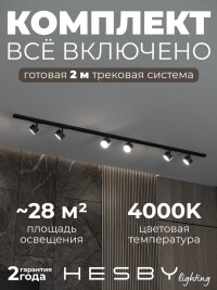 Накладная однофазная трековая система Hesby Lighting Skylite №13 со светильниками HSBL_kompl_S013_NI2B4K