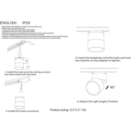 Трековый светодиодный светильник Crystal Lux CLT 0.31 130 BL