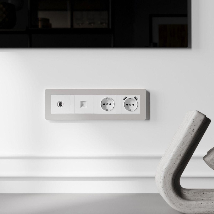 Рамка Werkel Split на 4 поста дымчатый/белый W0043067 4690389206108