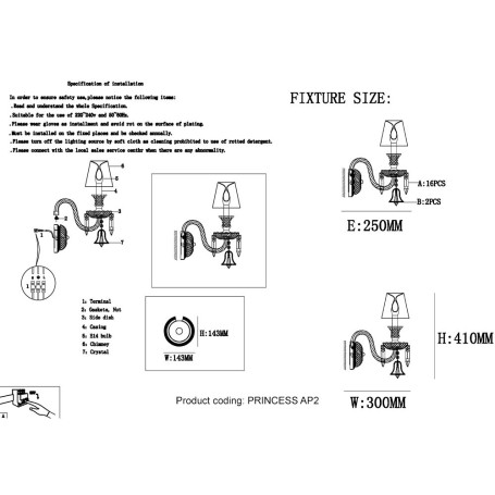 Бра Crystal Lux Princess AP2