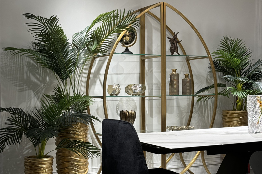 Стеллаж &quot;Полусфера&quot; прозр.стекло/золото