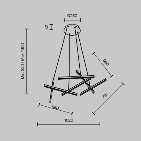 Подвесной светодиодный светильник Maytoni Line MOD016PL-L80BK