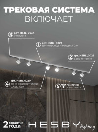 Накладная однофазная трековая система Hesby Lighting Skylite №13 со светильниками HSBL_kompl_S013_NI2W3K