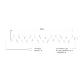 Гирлянда Eurosvet нить 10м IP65 400-101 белый с мерцанием