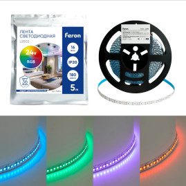 Светодиодная лента Feron LS502 16W/m 180LED/m 5050SMD RGB 5M 51824