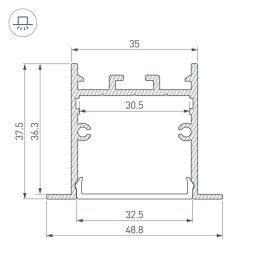Профиль Arlight SL-LINIA49S-F-2000 ANOD BLACK 039389