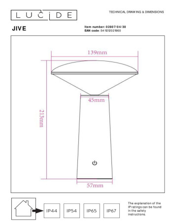 Уличный светодиодный светильник Lucide Jive 02807/04/30