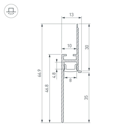 Профиль встраиваемый Arlight Plintus-Fantom-Bent-H35-Side-2000 Black 043676