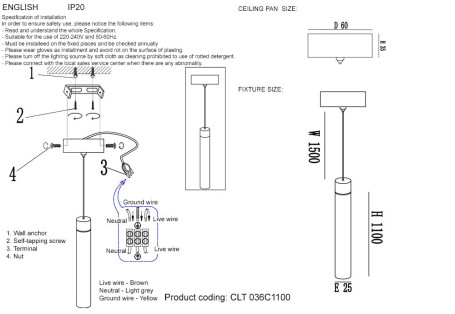 Подвесной светодиодный светильник Crystal Lux CLT 036C1100 GO