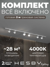 Накладная однофазная трековая система Hesby Lighting Skylite №13 со светильниками HSBL_kompl_S013_NI2W4K