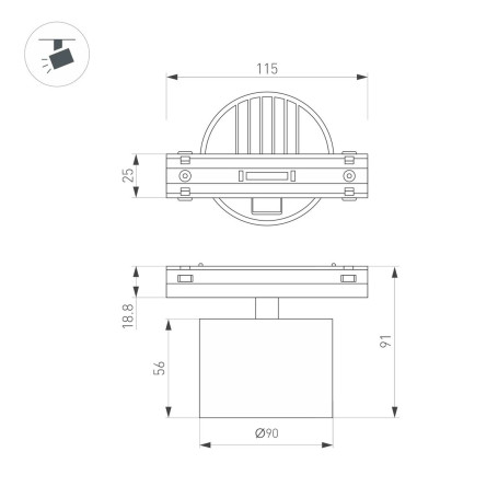 Трековый светодиодный светильник Arlight Mag-Vibe-Rondo-R90-10W Day4000 044475