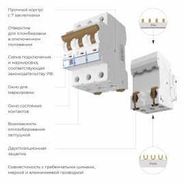 Автоматический выключатель Werkel 3P 10А C 4,5кА W903P104 4690389192777