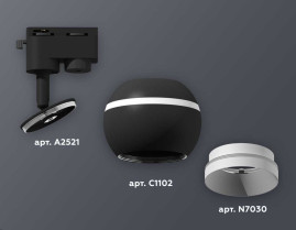Комплект трекового светильника Ambrella light Track System XT1102001 SBK/SWH черный песок/белый песок (A2521, C1102, N7030)
