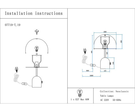 Настольная лампа Kink Light Гент 07719-T,19