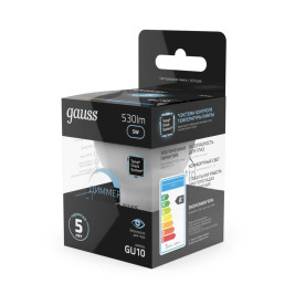 Лампа светодиодная Gauss GU10 5W 4100K матовая 101506205