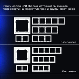 Выключатель с самовозвратом встраиваемый Voltum S70 двухклавишный 10А, (белый матовый) VLS020602