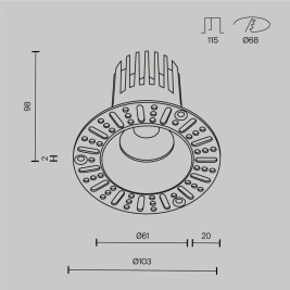 Встраиваемый светильник Maytoni Technical Dip DL121-15W-4K-TRS-W