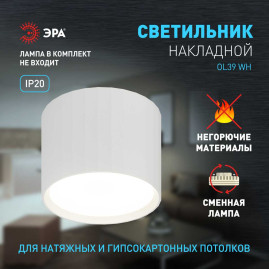 Настенно-потолочный светильник ЭРА OL39 WH под GX53 IP20 белый Б0056389