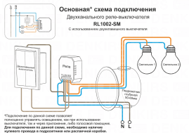 Двухканальное Wi-Fi реле-выключатель Denkirs 2x1150Вт/2x150Вт для LED RL1002-SM/1