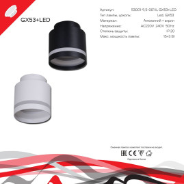 Потолочный светильник Reluce 53001-9.5-001IL GX53+LED3W BK