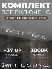 Накладная однофазная трековая система Hesby Lighting Skylite №13 со светильниками HSBL_kompl_S013_NI3W3K