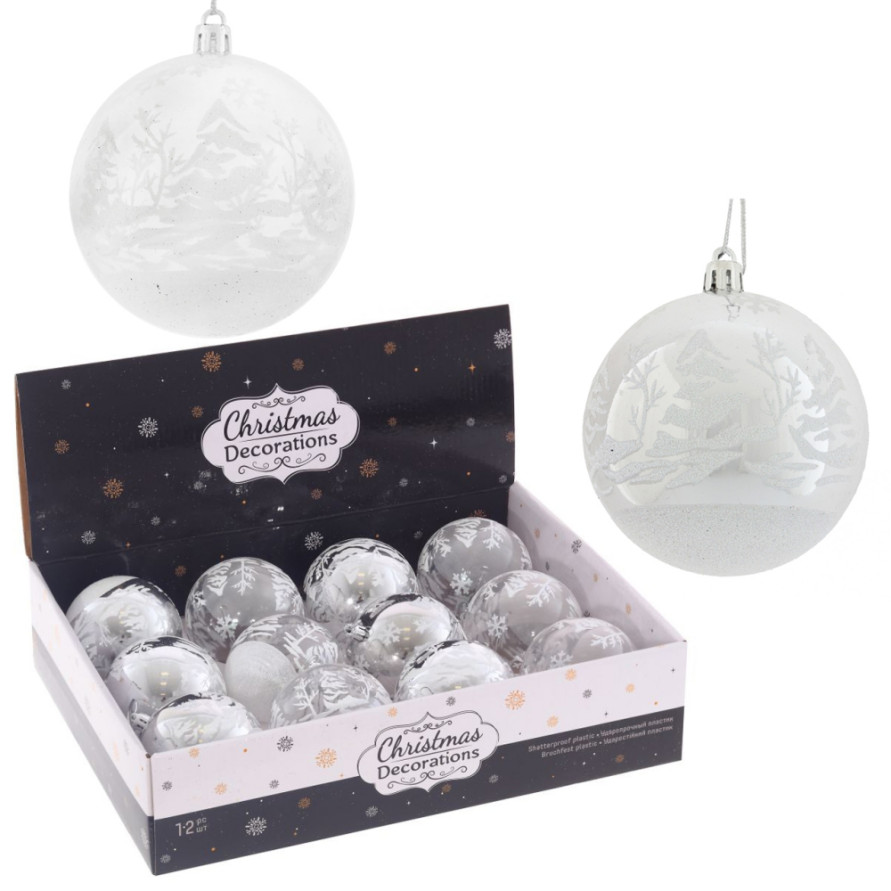 Набор из 12шт Украшение новогоднее &quot;Шар&quot;, D 8 см, L35 W27 H9 см
