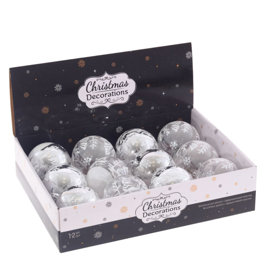 Набор из 12шт Украшение новогоднее &quot;Шар&quot;, D 8 см, L35 W27 H9 см