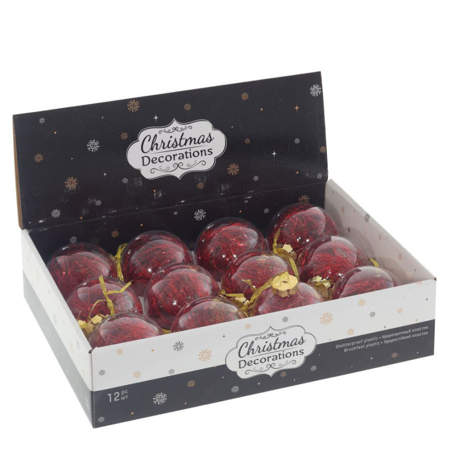 Набор из 12шт Украшение новогоднее &quot;Шар&quot;, D 8 см, L35 W27 H9 см