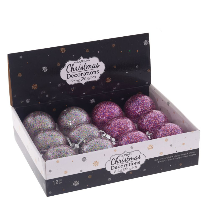 Набор из 12шт Украшение новогоднее &quot;Шар&quot;, D 8 см, L35 W27 H9 см