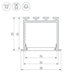 Профиль Arlight PLS-LOCK-H25-FS-2000 ANOD 016446