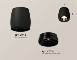 Комплект накладного светильника Ambrella light Techno Spot XS1142002 SBK/PBK черный песок/черный полированный (C1142, N7031)