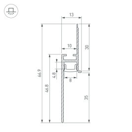 Профиль встраиваемый Arlight Plintus-Fantom-H35-2000 Black 043665