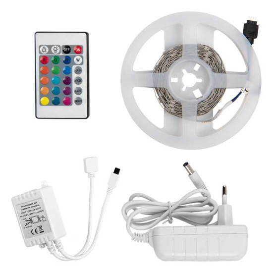 Лента светодиодная General GLS-5050-30-7.2-12-IP20-PRO-RGB-3-KIT готовый комплект 3м с адаптером и IR контроллером