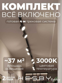 Накладная однофазная трековая система Hesby Lighting Skylite №13 со светильниками HSBL_kompl_S013_NI4B3K