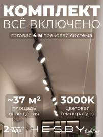 Накладная однофазная трековая система Hesby Lighting Skylite №13 со светильниками HSBL_kompl_S013_NI4B3K