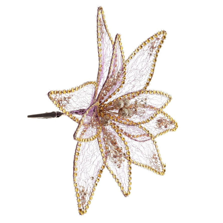 Цветок искусственный &quot;Пуансеттия&quot; (на клипсе), L23 W23 H12 см