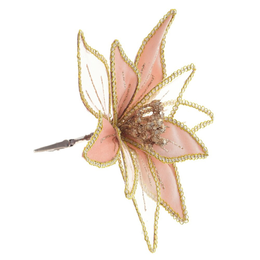 Цветок искусственный &quot;Пуансеттия&quot; (на клипсе), L23 W23 H12 см