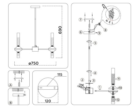 Подвесная люстра Ambrella Light High Light LH55353