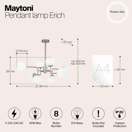 Подвесная люстра Maytoni Erich MOD221-PL-08-N
