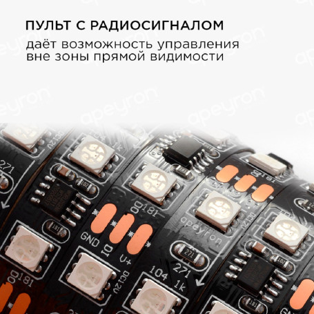 Светодиодная влагозащищенная лента Apeyron 14,4W/m 60Led/m 5050SMD разноцветная 2M 86ЦЛ