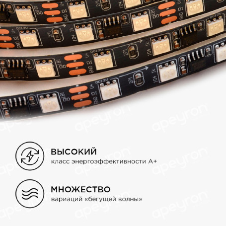 Светодиодная влагозащищенная лента Apeyron 14,4W/m 60Led/m 5050SMD разноцветная 2M 86ЦЛ