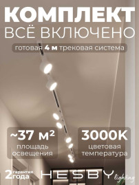 Накладная однофазная трековая система Hesby Lighting Skylite №13 со светильниками HSBL_kompl_S013_NI4W3K