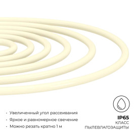Светодиодный неон Apeyron 220В, 6Вт/м, 300лм/м, 3000К (т/б), smd 2835, 144д/м, круглый, d=14мм, 50м, IP66 17-57