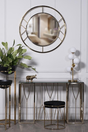 Зеркало круглое в металлической раме (золото)