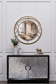 Зеркало круглое в металлической раме (золото)