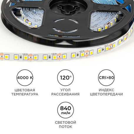 Светодиодная лента OGM 9,6W/m 120LED/m 2835SMD дневной белый 5M LSE-257
