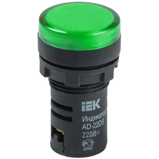 Лампа AD22DS(LED)матрица d=22мм зеленый 12В AC/DC IEK BLS10-ADDS-012-K06
