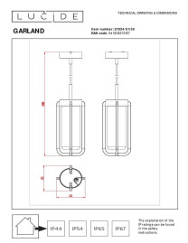Уличный подвесной светильник Lucide Garland 27824/01/30