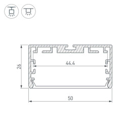 Профиль Arlight PLS-Lock-W50-SMT-2000 Anod 033772